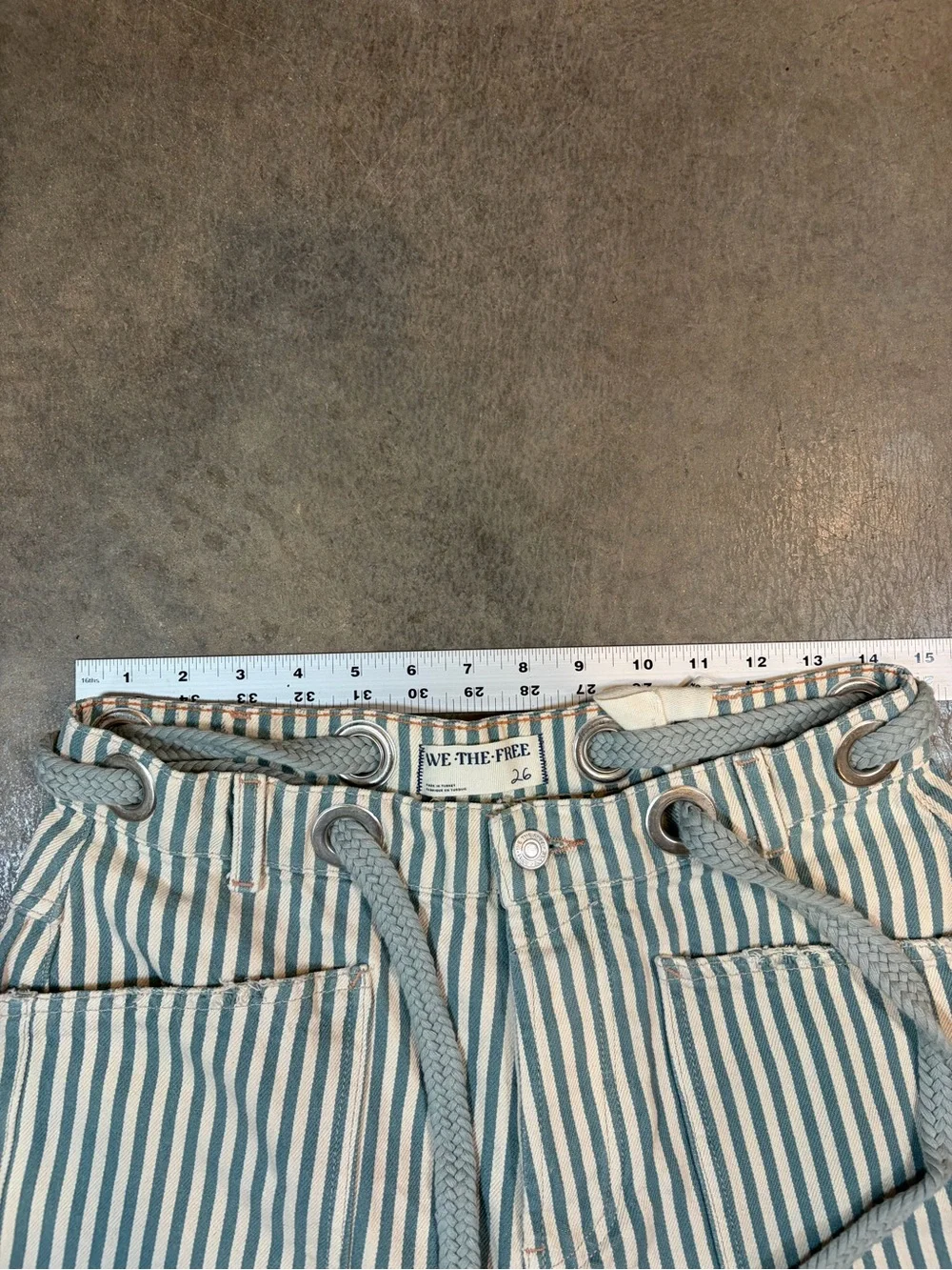 Free People We The Free Moxie Railroad-Stripe Patchwork Barrel Jean